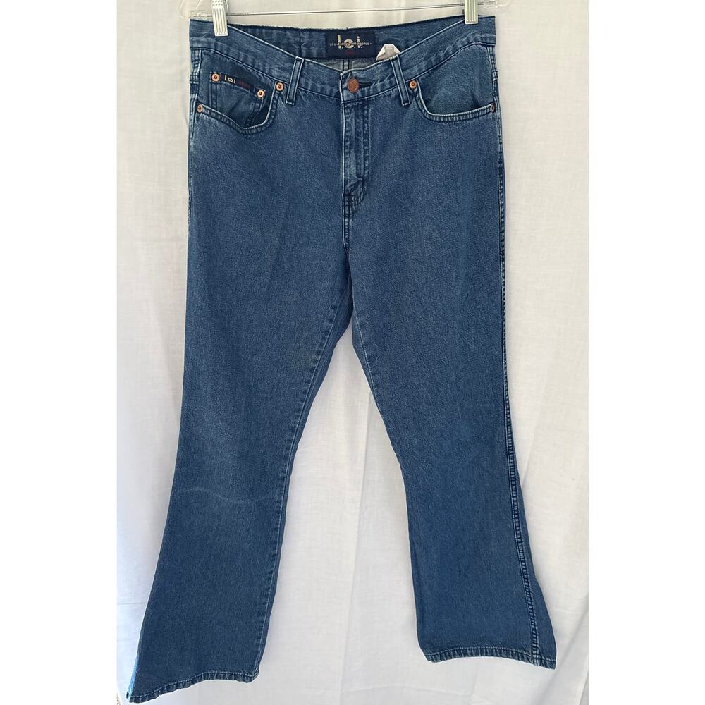 L.E.I. Vintage 90s Y2K Flare Leg Denim Jeans Size 13 32 x 32 100% Cotton